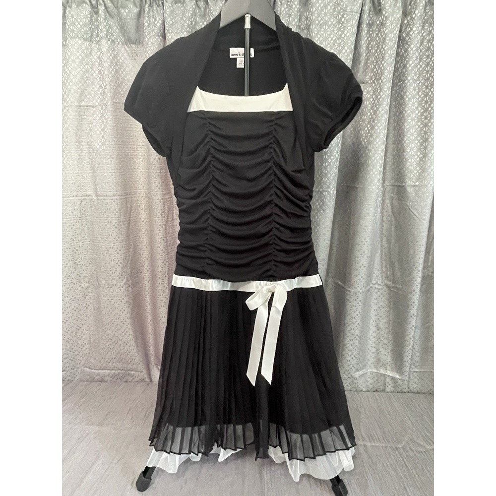 Amy's Closet Dress Girls 16 Black Pleated Stretch Style 2247A1Y